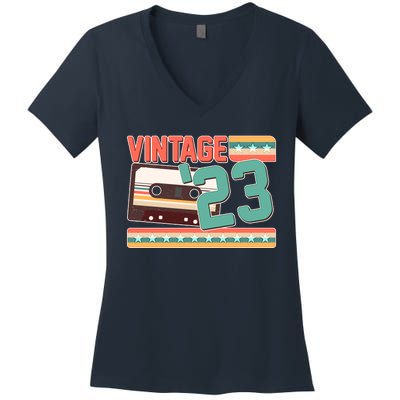 Vintage 1923 100th Birthday Cassette Tape Women's V-Neck T-Shirt