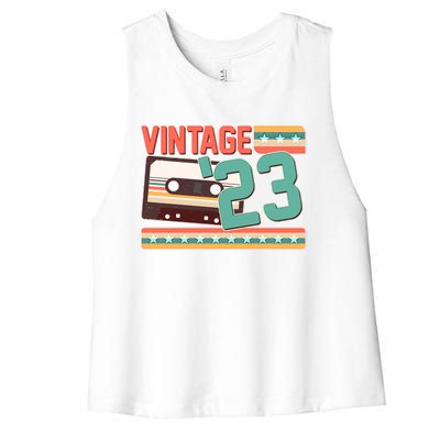 Vintage 1923 100th Birthday Cassette Tape Women's Racerback Cropped Tank