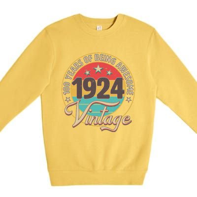 Vintage 1924 100 Years Of Being Awesome Premium Crewneck Sweatshirt