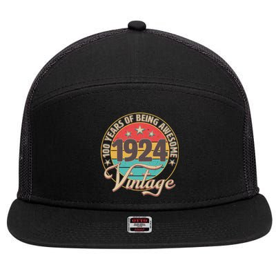 Vintage 1924 100 Years Of Being Awesome 7 Panel Mesh Trucker Snapback Hat