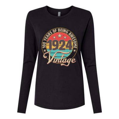 Vintage 1924 100 Years Of Being Awesome Womens Cotton Relaxed Long Sleeve T-Shirt