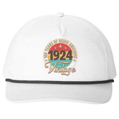 Vintage 1924 100 Years Of Being Awesome Snapback Five-Panel Rope Hat