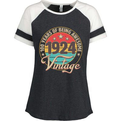 Vintage 1924 100 Years Of Being Awesome Enza Ladies Jersey Colorblock Tee