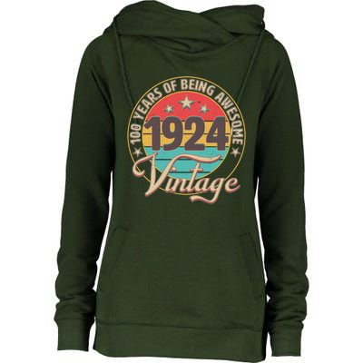 Vintage 1924 100 Years Of Being Awesome Womens Funnel Neck Pullover Hood