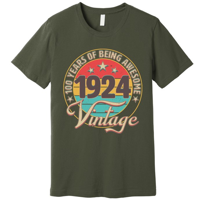 Vintage 1924 100 Years Of Being Awesome Premium T-Shirt