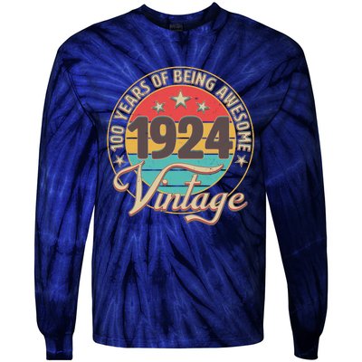 Vintage 1924 100 Years Of Being Awesome Tie-Dye Long Sleeve Shirt