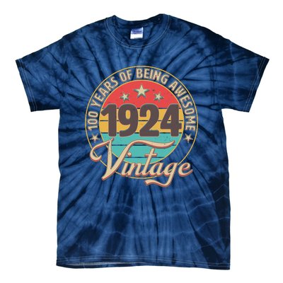 Vintage 1924 100 Years Of Being Awesome Tie-Dye T-Shirt