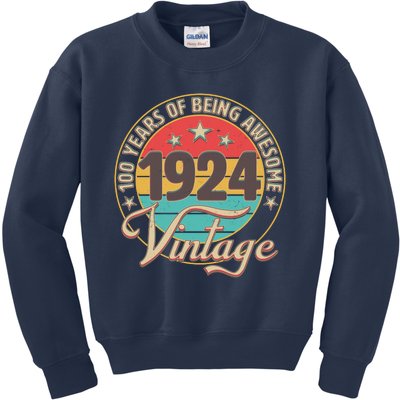 Vintage 1924 100 Years Of Being Awesome Kids Sweatshirt