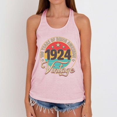 Vintage 1924 100 Years Of Being Awesome Women's Knotted Racerback Tank