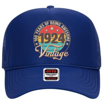 Vintage 1924 100 Years Of Being Awesome High Crown Mesh Back Trucker Hat