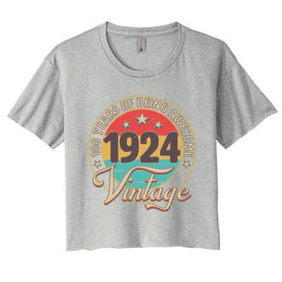 Vintage 1924 100 Years Of Being Awesome Women's Crop Top Tee