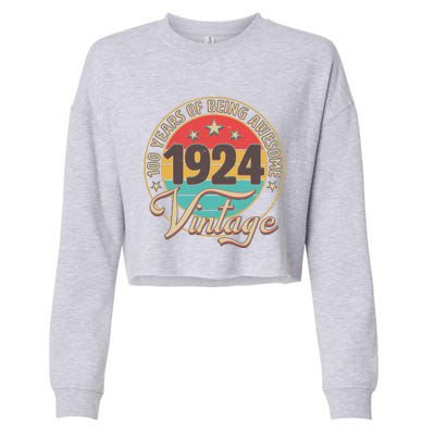 Vintage 1924 100 Years Of Being Awesome Cropped Pullover Crew