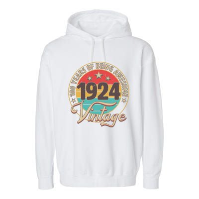 Vintage 1924 100 Years Of Being Awesome Garment-Dyed Fleece Hoodie