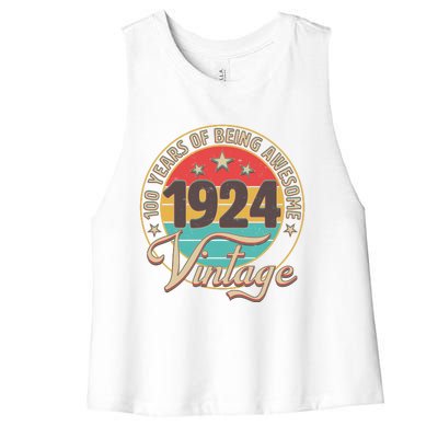 Vintage 1924 100 Years Of Being Awesome Women's Racerback Cropped Tank