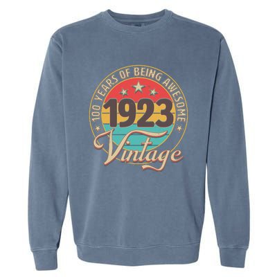 Vintage 1923 100 Years Of Being Awesome Garment-Dyed Sweatshirt