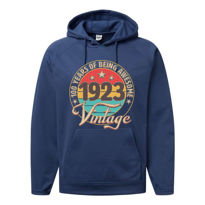 Vintage 1923 100 Years Of Being Awesome Performance Fleece Hoodie