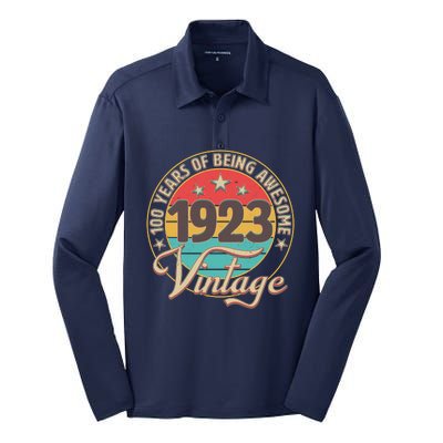 Vintage 1923 100 Years Of Being Awesome Silk Touch Performance Long Sleeve Polo