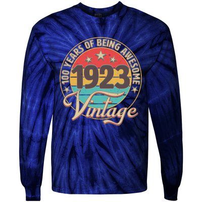 Vintage 1923 100 Years Of Being Awesome Tie-Dye Long Sleeve Shirt