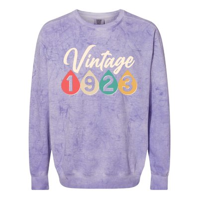 Vintage 1923 100th Birthday Retro Teardrop Design Colorblast Crewneck Sweatshirt