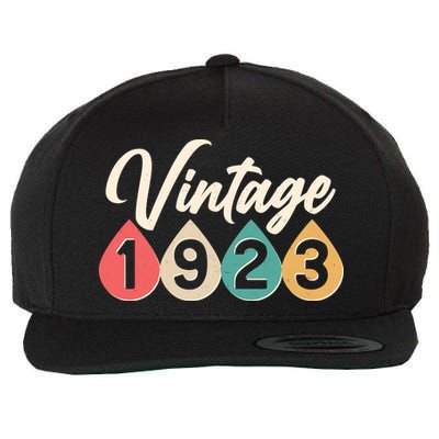 Vintage 1923 100th Birthday Retro Teardrop Design Wool Snapback Cap