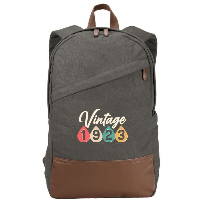 Vintage 1923 100th Birthday Retro Teardrop Design Cotton Canvas Backpack