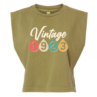 Vintage 1923 100th Birthday Retro Teardrop Design Garment-Dyed Women's Muscle Tee