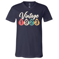 Vintage 1923 100th Birthday Retro Teardrop Design V-Neck T-Shirt