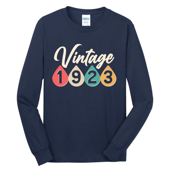 Vintage 1923 100th Birthday Retro Teardrop Design Tall Long Sleeve T-Shirt