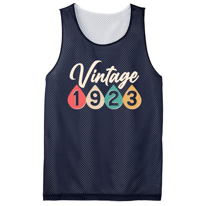 Vintage 1923 100th Birthday Retro Teardrop Design Mesh Reversible Basketball Jersey Tank