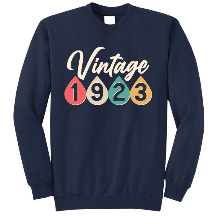 Vintage 1923 100th Birthday Retro Teardrop Design Tall Sweatshirt