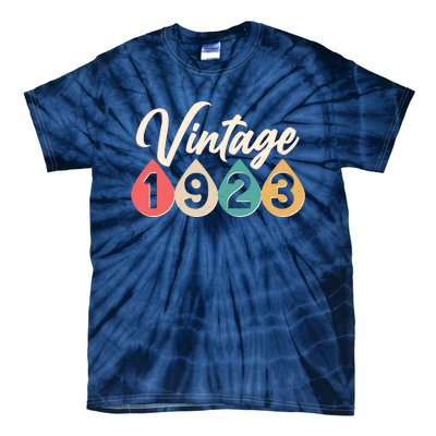 Vintage 1923 100th Birthday Retro Teardrop Design Tie-Dye T-Shirt