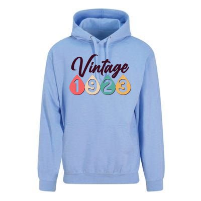 Vintage 1923 100th Birthday Retro Teardrop Design Unisex Surf Hoodie