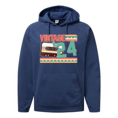 Vintage 1924 100th Birthday Cassette Tape Performance Fleece Hoodie