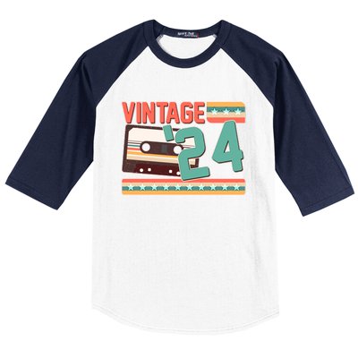 Vintage 1924 100th Birthday Cassette Tape Baseball Sleeve Shirt