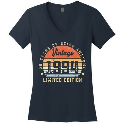 Vintage 1994 29 Year Old Gifts For Women 29th Birthday Women's V-Neck T-Shirt