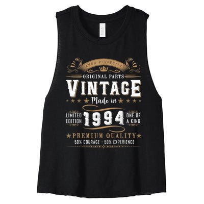 Vintage 1994 30th Birthday Gifts 30 Year Old Women's Racerback Cropped Tank