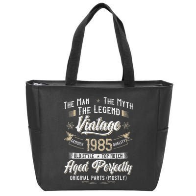 Vintage 1985 38th Birthday Gift 38 Years Old Zip Tote Bag