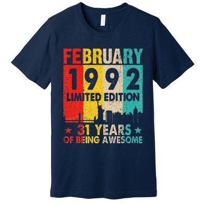 Vintage 1992 31 Yrs Old Made In February 1992 31st Birthday Premium T-Shirt