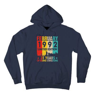 Vintage 1992 31 Yrs Old Made In February 1992 31st Birthday Tall Hoodie