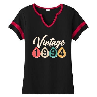 Vintage 1994 30th Birthday Retro Teardrop Design Ladies Halftime Notch Neck Tee