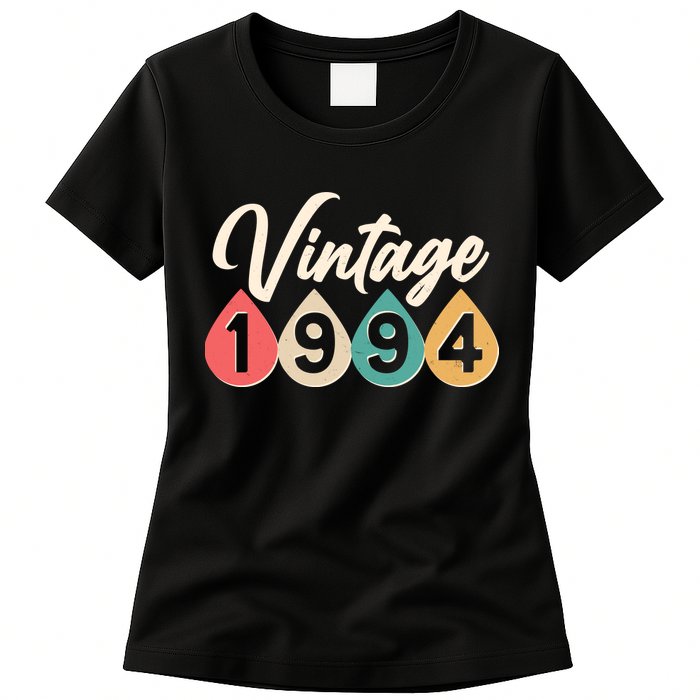 Vintage 1994 30th Birthday Retro Teardrop Design Womens T-Shirt