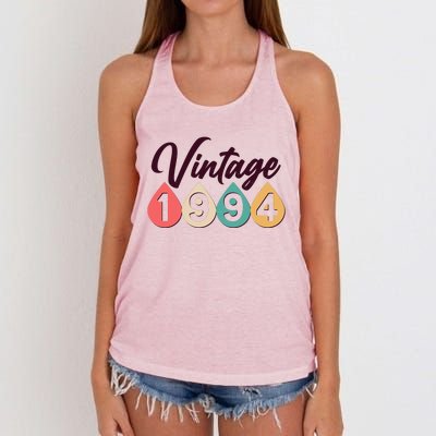 Vintage 1994 30th Birthday Retro Teardrop Design Women's Knotted Racerback Tank