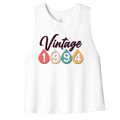 Vintage 1994 30th Birthday Retro Teardrop Design Women's Racerback Cropped Tank