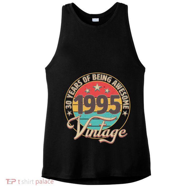 Vintage 1995 30 Years Of Being Awesome Ladies PosiCharge Tri-Blend Wicking Tank