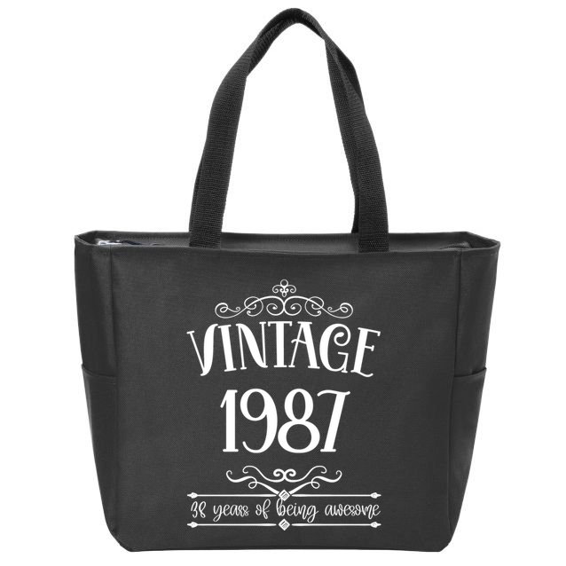 Vintage 1987 38 Years Of Being Awesome 38th Birthday Zip Tote Bag