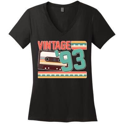 Vintage 1993 30th Birthday Cassette Tape Women's V-Neck T-Shirt