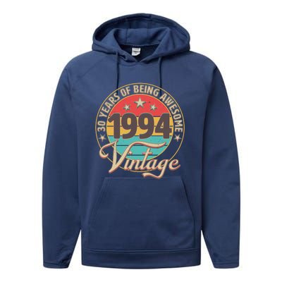 Vintage 1994 30 Years Of Being Awesome Performance Fleece Hoodie