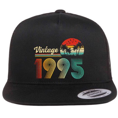 Vintage 1995 30th Birthday Funny Born In 1995 30 Year Old Gift Flat Bill Trucker Hat
