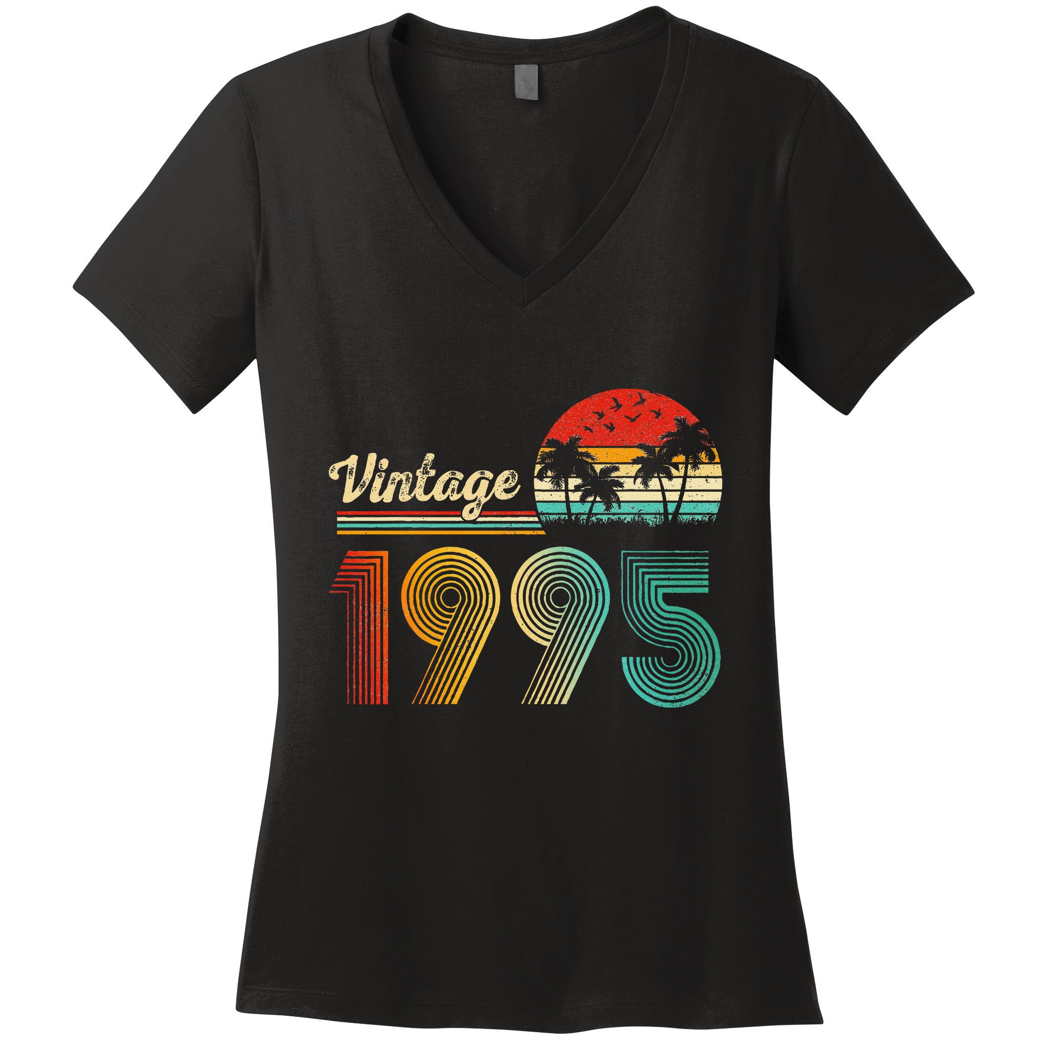 Vintage 1995 30th Birthday Funny Born In 1995 30 Year Old Gift Women's V-Neck T-Shirt