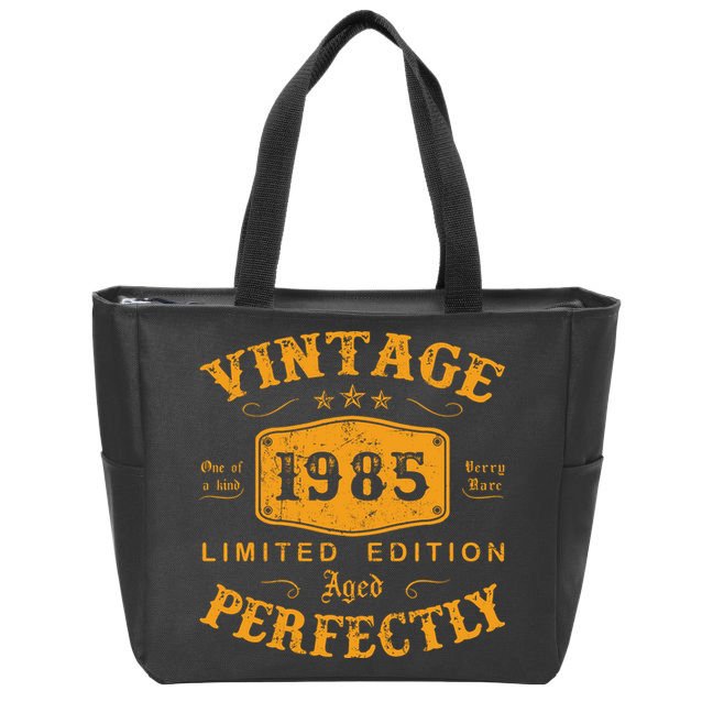 Vintage 1985 37 Birthday Gifts 37th Birthday Gifts Zip Tote Bag